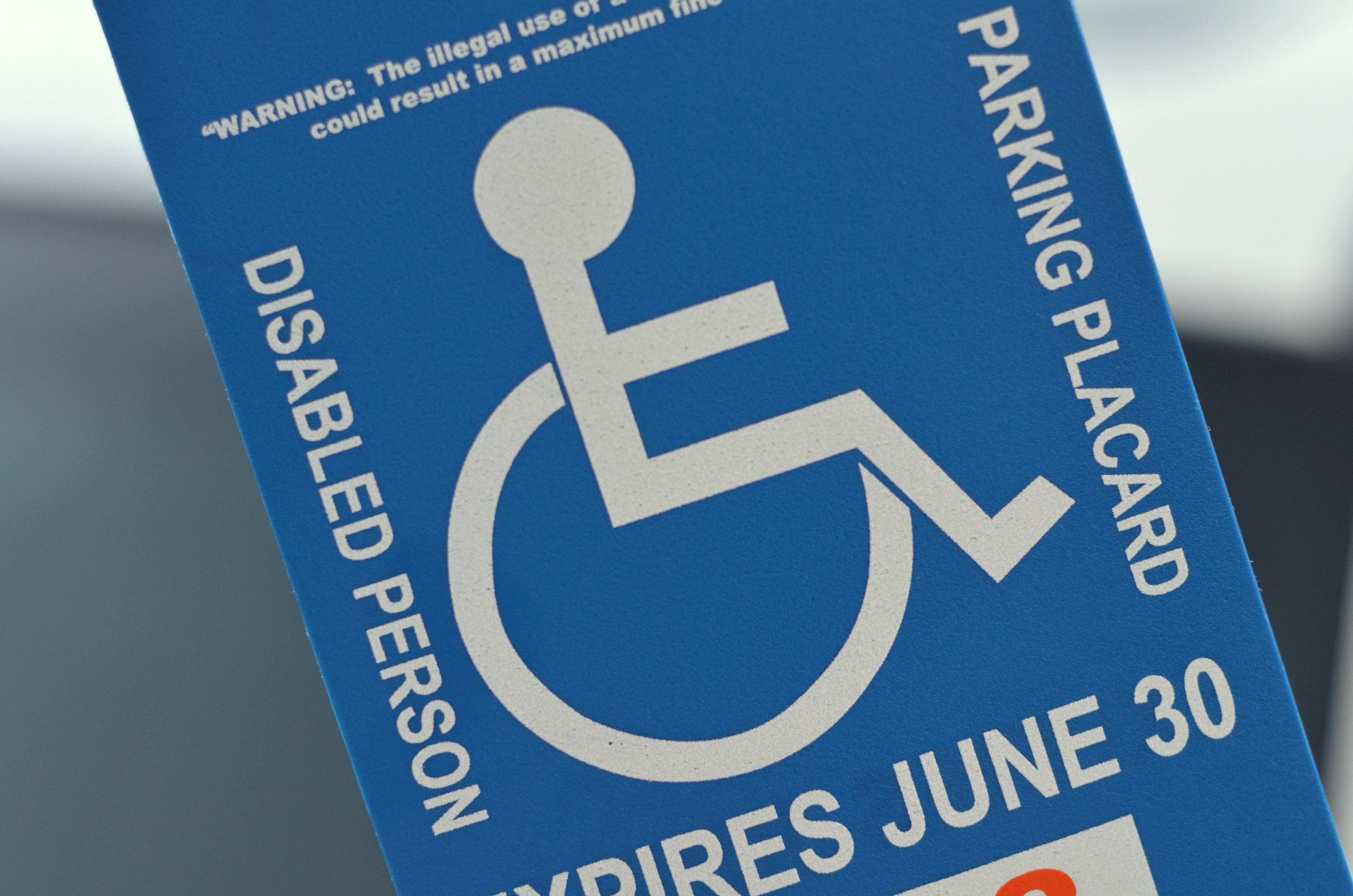 My disabled person parking placard.